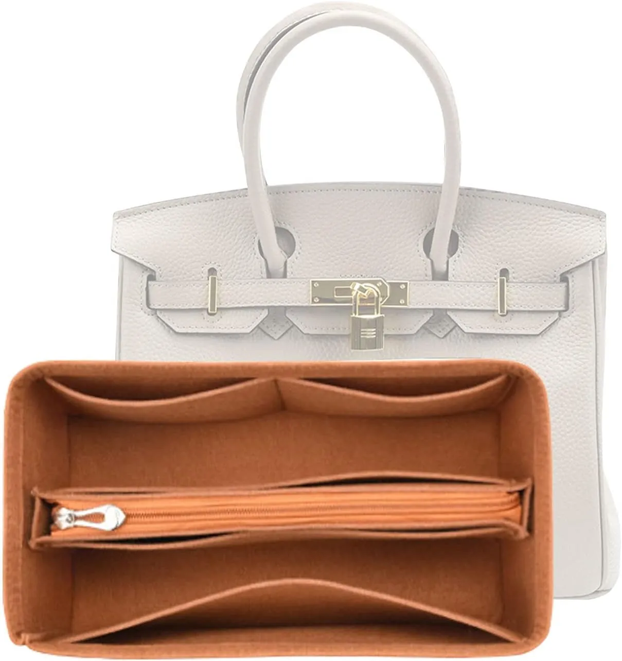 Lckaey Purse Organizer for Hermes birkin bag 25 Felt organizer insert Y013M Pull camel-S