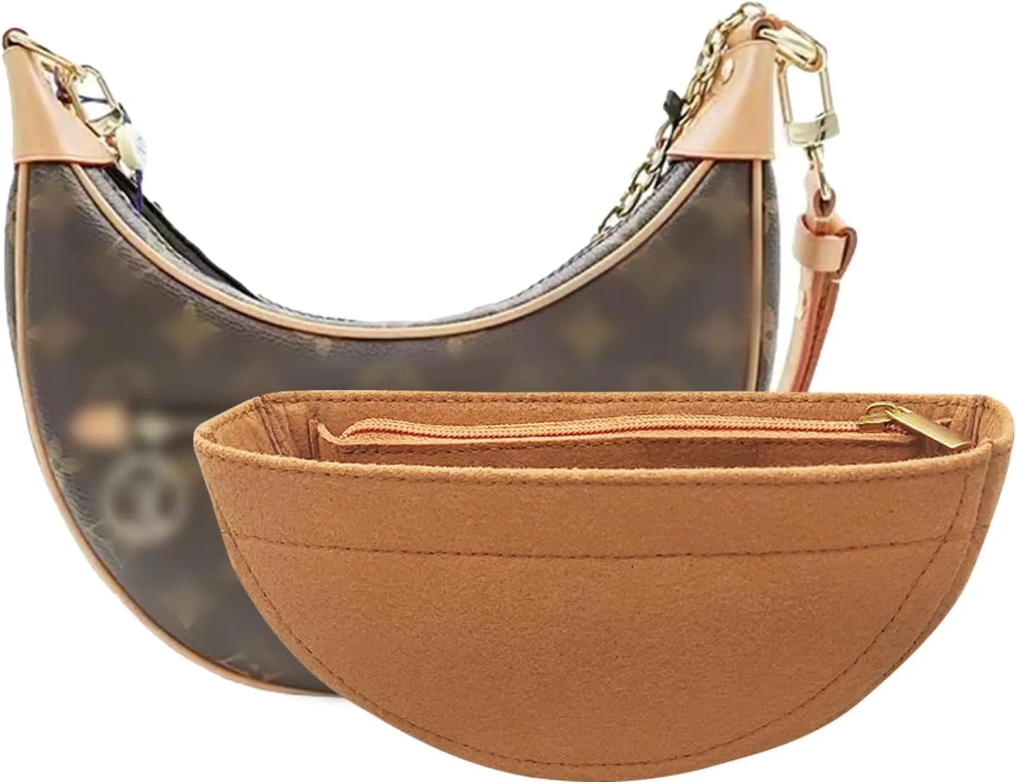 Lckaey Purse Organizer for Loop Hobo Bag Organizer Insert - 2mm Felt Handbag Insert Y096-camel