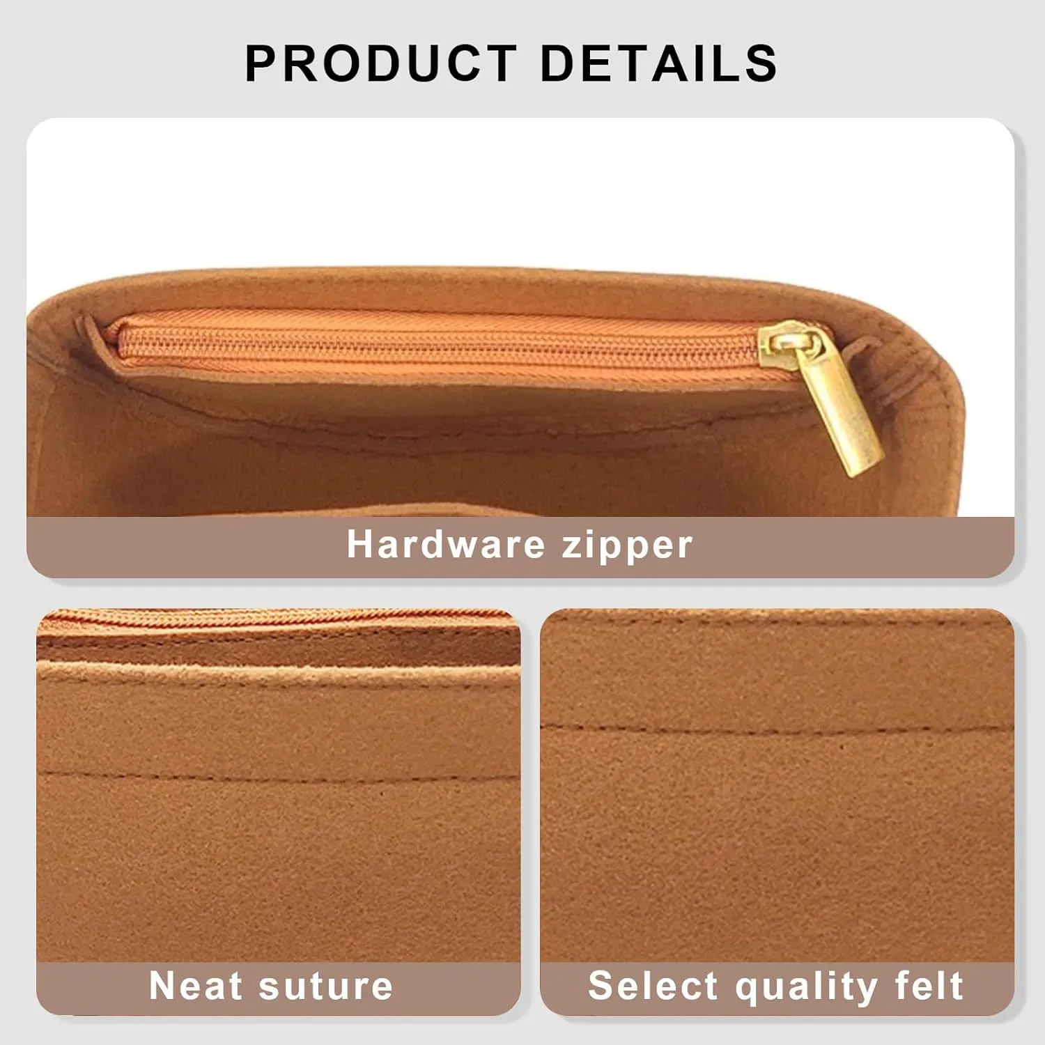Lckaey Purse Organizer for Loop Hobo Bag Organizer Insert - 2mm Felt Handbag Insert Y096-camel