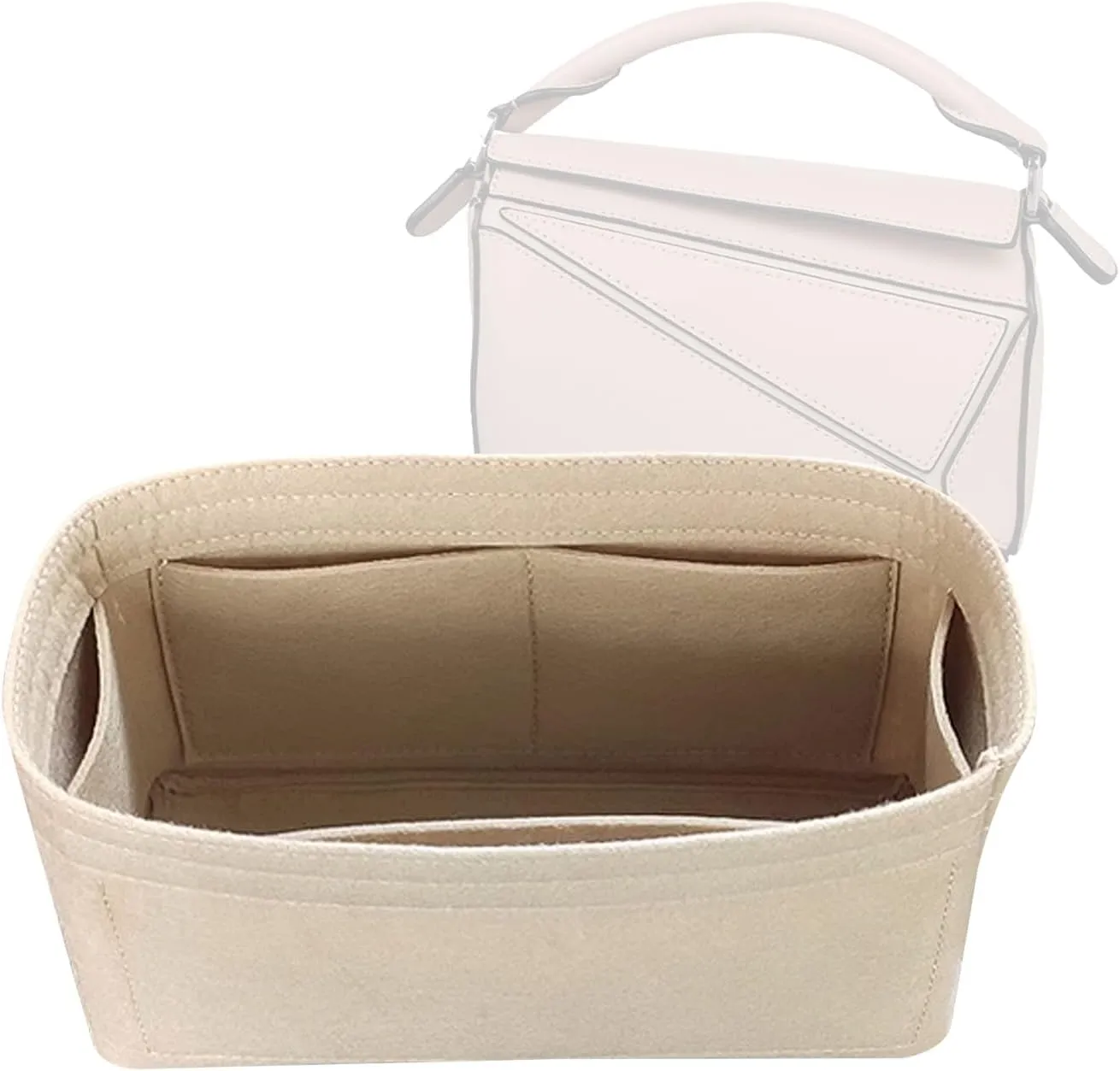 Lckaey Purse Organizer insert for loewe puzzle Handbag bag Felt insert Y091Khaki-mini