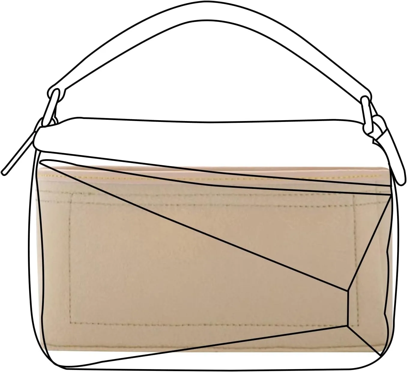 Lckaey Purse Organizer insert for loewe puzzle Handbag bag Felt insert Y091Khaki-mini
