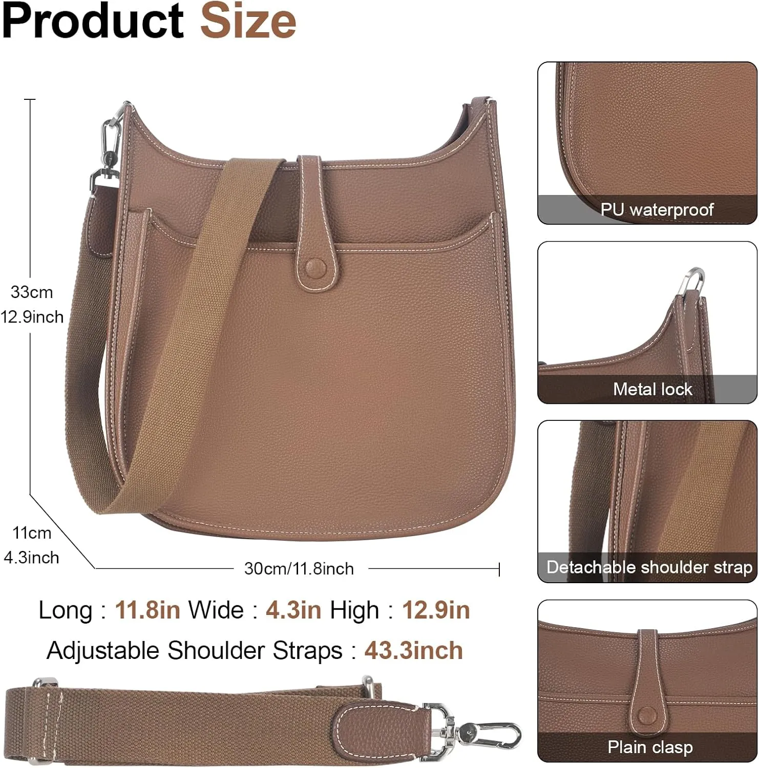 Leather Crossbody Bag and Purses for Women - Luxury Shoulder Handbags with Adjustable Strap Cross Body Bag