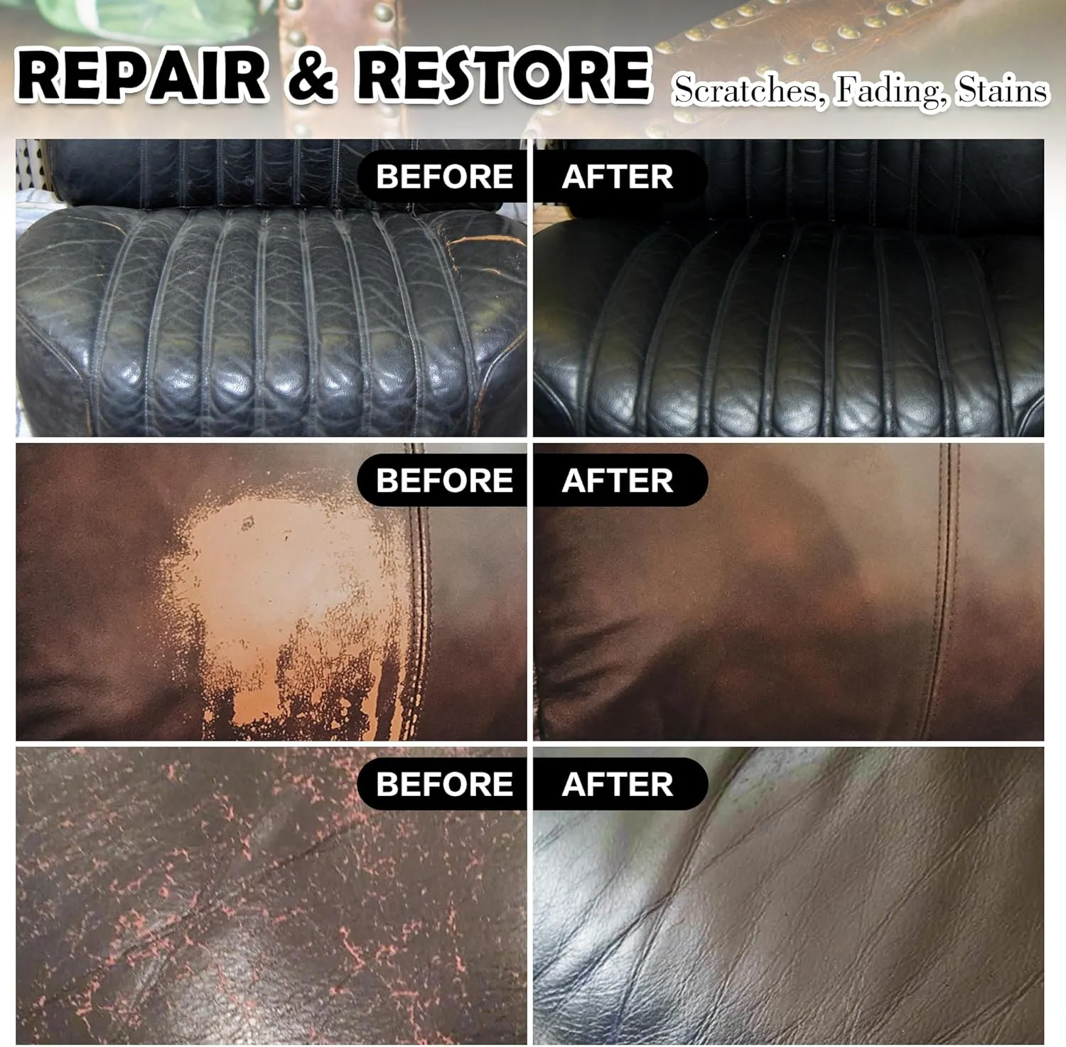 Leather Repair Kit-Cleaner-Recoloring-Balm-Conditioner-Mink-Oil-for-Car-Seat-Furniture-Couch-Shoe - Better Stain Remover Leather Sofa Boots Bags Chair Vinyl Scratch Color Restorer(Beige)