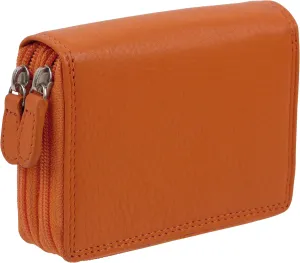 Leather Unisex Credit Card Concertina Purse, Orange, Casual