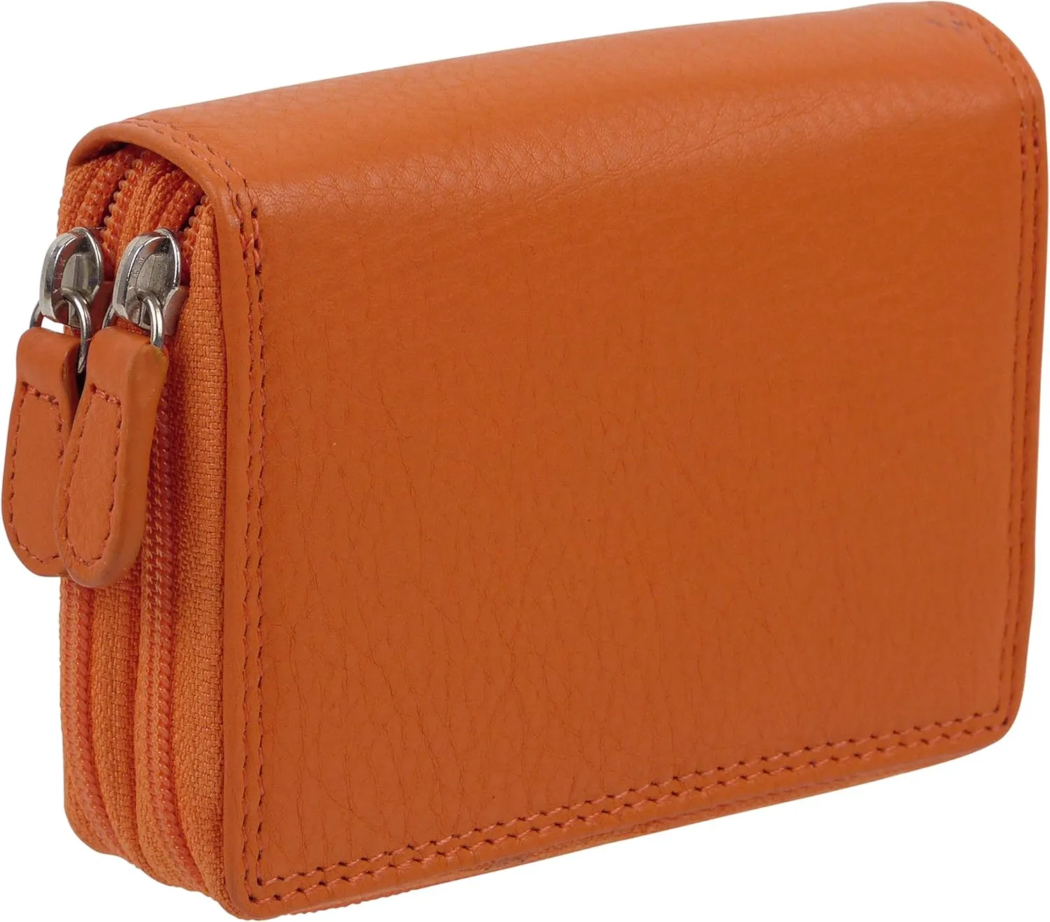 Leather Unisex Credit Card Concertina Purse, Orange, Casual