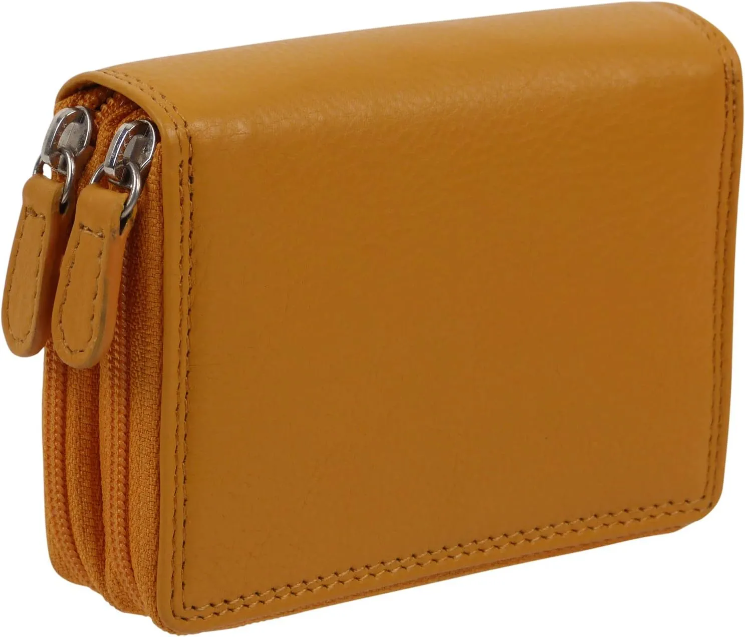 Leather Unisex Credit Card Concertina Purse, Yellow, Casual