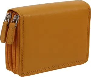Leather Unisex Credit Card Concertina Purse, Yellow, Casual