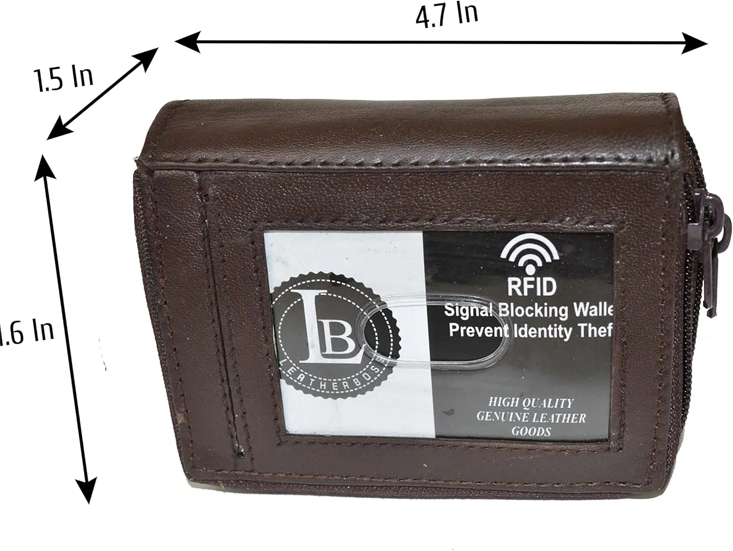 Leatherboss Leather RFID Identity Safe Double Zippered Accordion Wallet