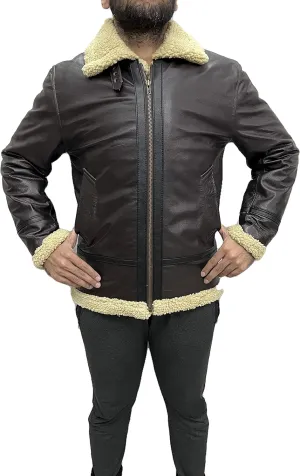 Leon S.K RE 4 Remake B3 Aviator WWII Artificial Fur Real Cowhide Leather Jacket
