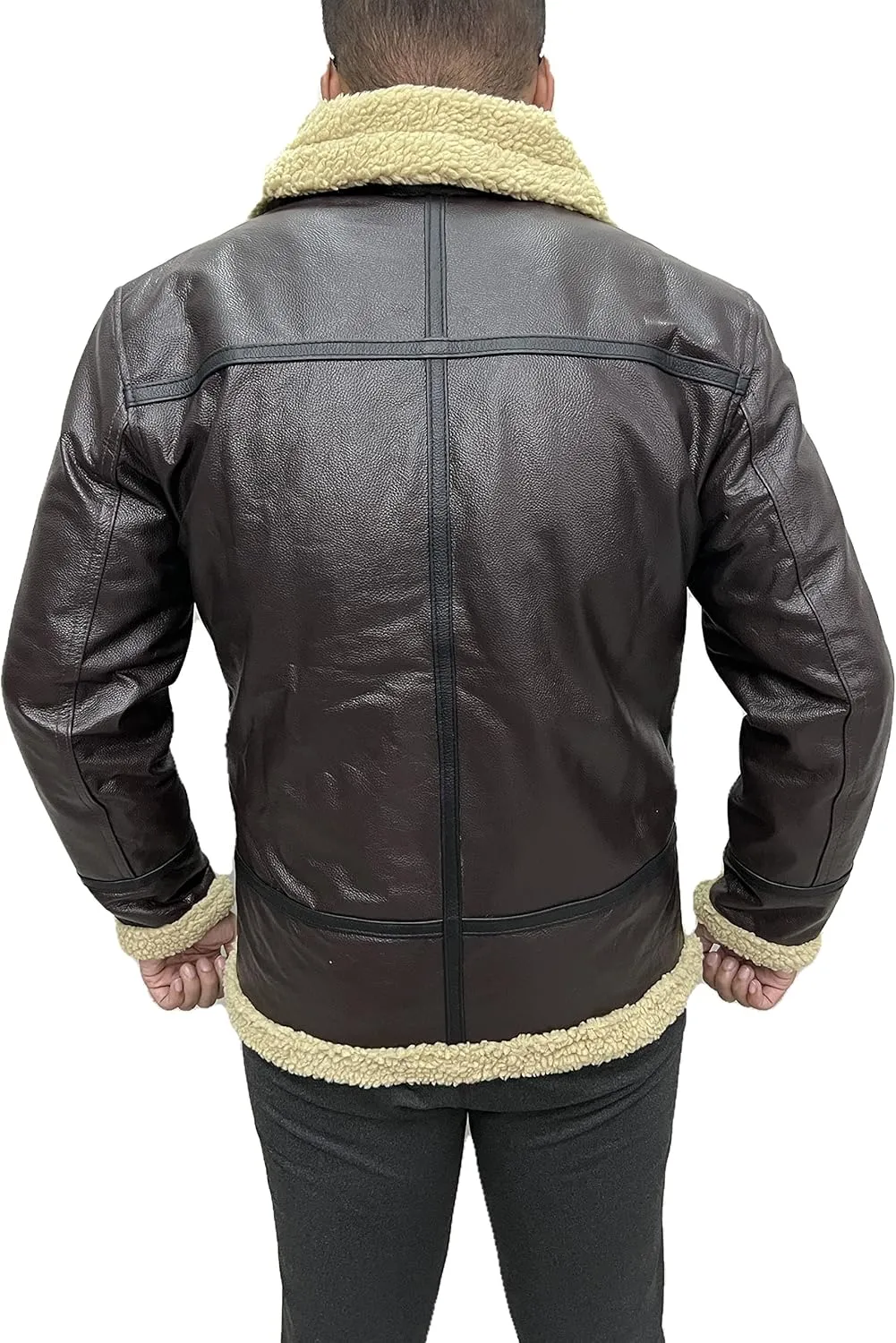 Leon S.K RE 4 Remake B3 Aviator WWII Artificial Fur Real Cowhide Leather Jacket