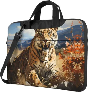 Leopard in search of prey Laptop Bag, Multifunctional Shoulder Messenger Bag, 14.96 Inch Long Computer Case, Briefcase Handbag Shoulder Bag