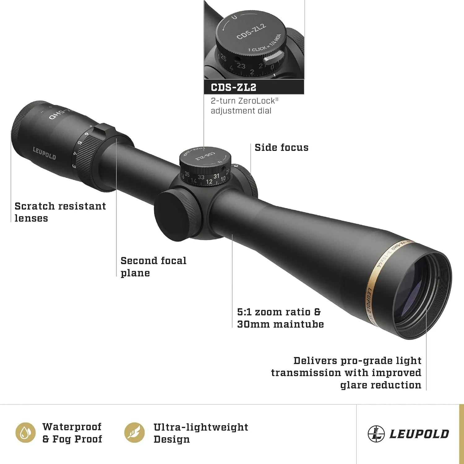 Leupold VX-5HD 3-15x44mm Side Focus Riflescope