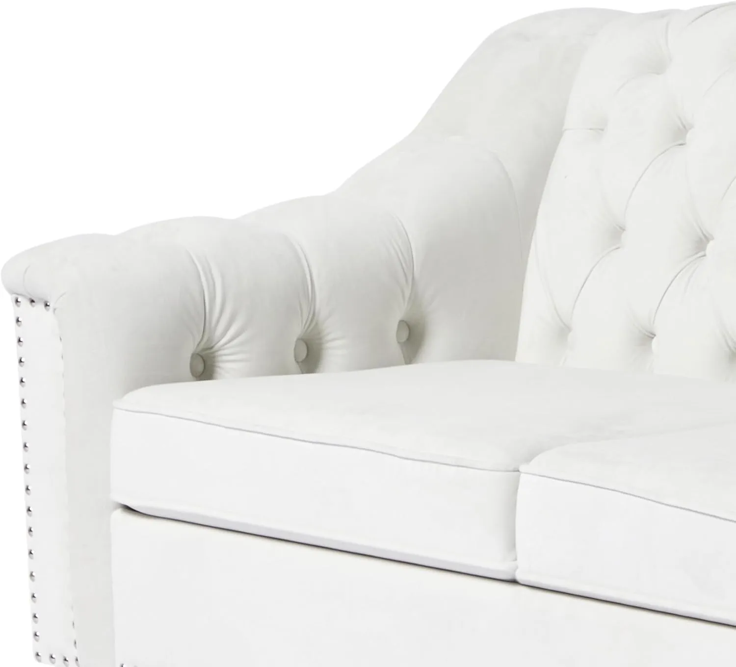 LEVNARY 3-Piece Couch Set for Living Room, White Velvet Sofa Chesterfield Couch with Button Tufted Design, Armchair & Loveseat & Sofa Sectional Furniture Set for Apartment Home Office (White, 1 2 3)