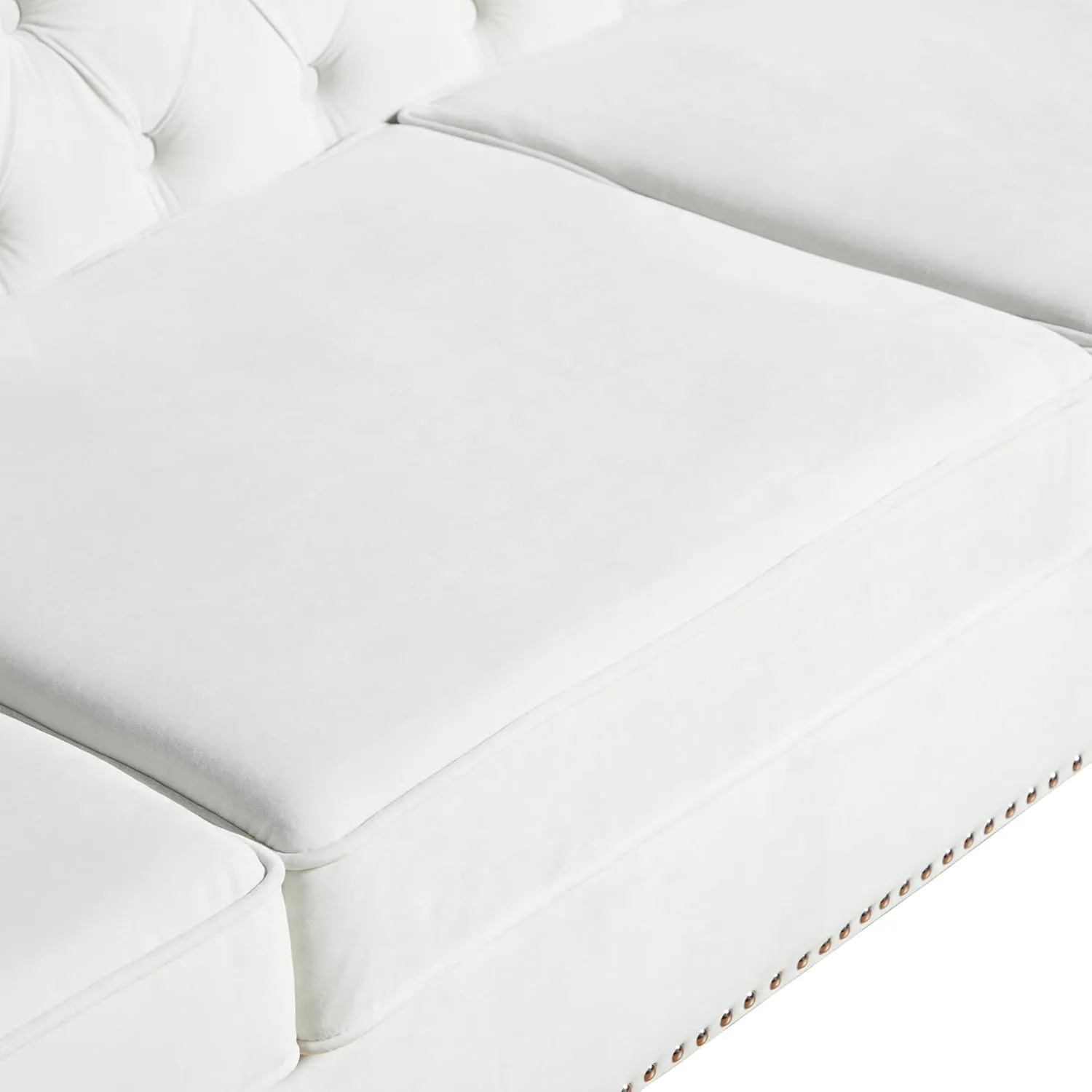 LEVNARY 3-Piece Couch Set for Living Room, White Velvet Sofa Chesterfield Couch with Button Tufted Design, Armchair & Loveseat & Sofa Sectional Furniture Set for Apartment Home Office (White, 1 2 3)