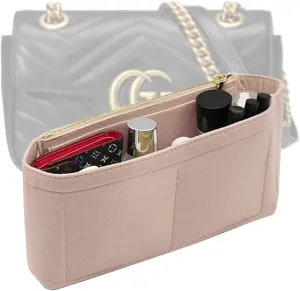 LEXSION Felt Insert Purse Organizer with Zipper,Small Handbag Tote Shaper Insert for GG Marmont Matelasse Shoulder Bag(Pack of 2)- Buy 1 Get 1 Bag Free Medium 8030 Beige