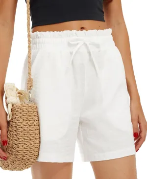 Libin Shorts for Women Linen Shorts High Waisted Lightweight Casual Summer Drawstring Beach Vacation Outfit