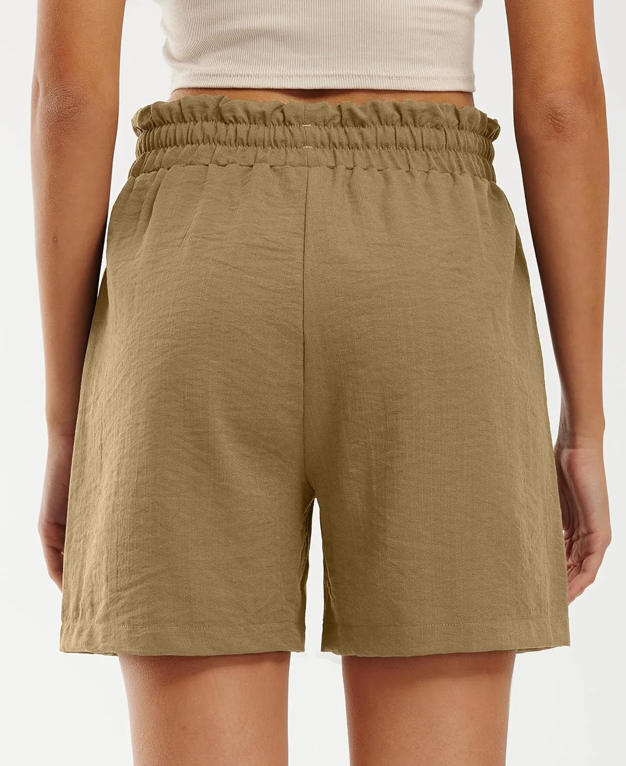 Libin Shorts for Women Linen Shorts High Waisted Lightweight Casual Summer Drawstring Beach Vacation Outfit