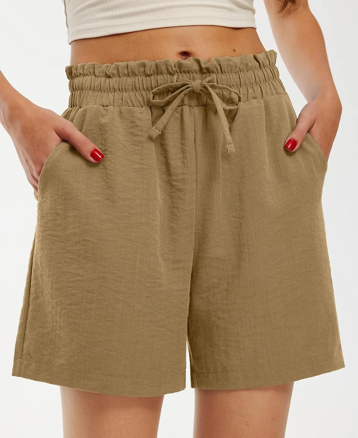 Libin Shorts for Women Linen Shorts High Waisted Lightweight Casual Summer Drawstring Beach Vacation Outfit