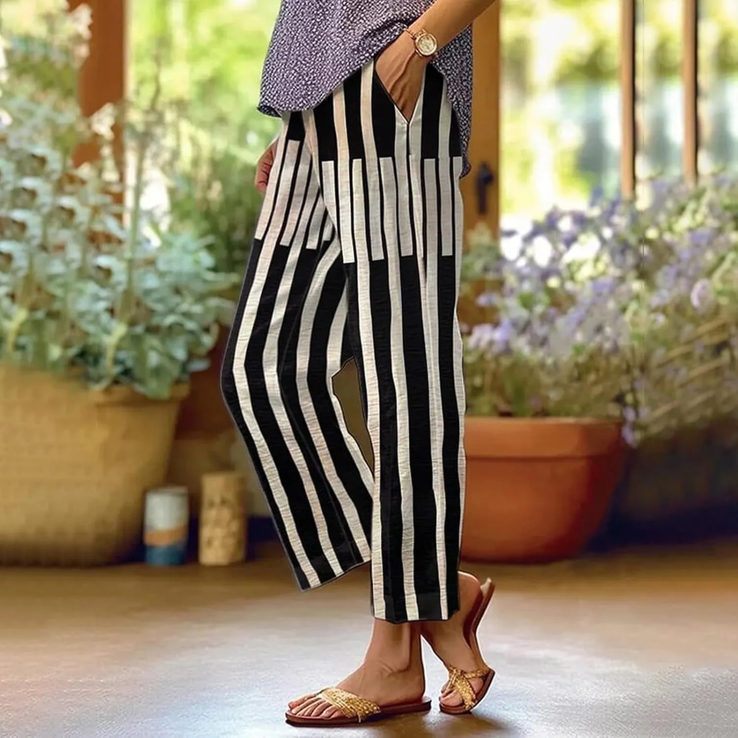 Lightweight Linen Pants Women Floral Cotton Linen Casual Pants Cropped Linen Pants Women Womens Cotton Linen Pants