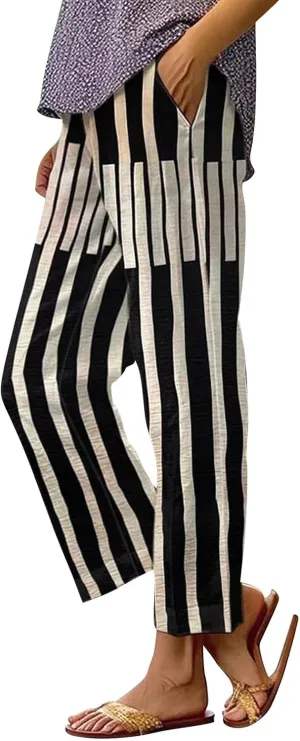 Lightweight Linen Pants Women Floral Cotton Linen Casual Pants Cropped Linen Pants Women Womens Cotton Linen Pants