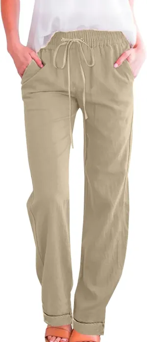 Linen Clothing for Women Linen Clothing Linen Loose Casual Drawstring Wide Leg Linen Trousers Women Linen Outfit Women
