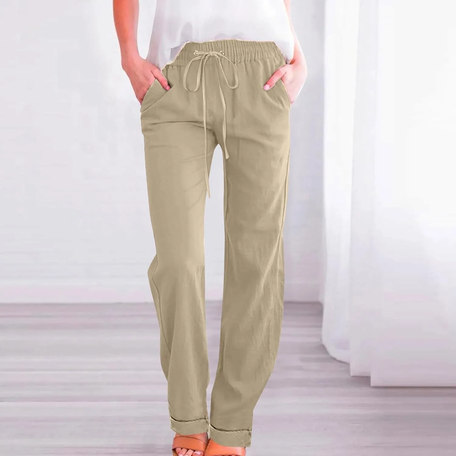 Linen Clothing for Women Linen Clothing Linen Loose Casual Drawstring Wide Leg Linen Trousers Women Linen Outfit Women