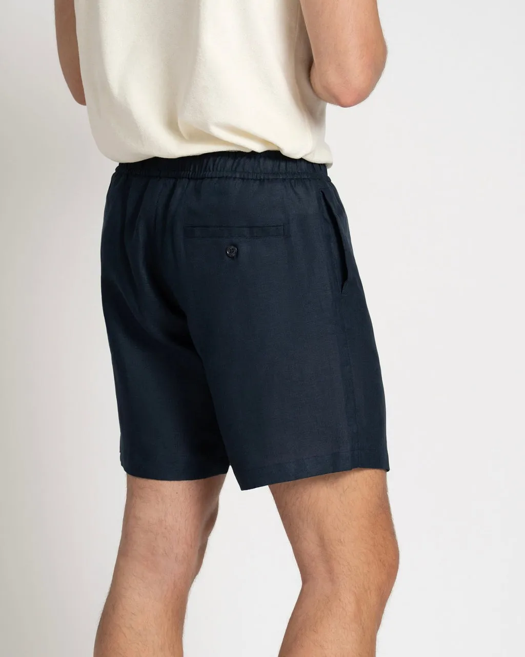 Linen Drawstring Shorts Navy