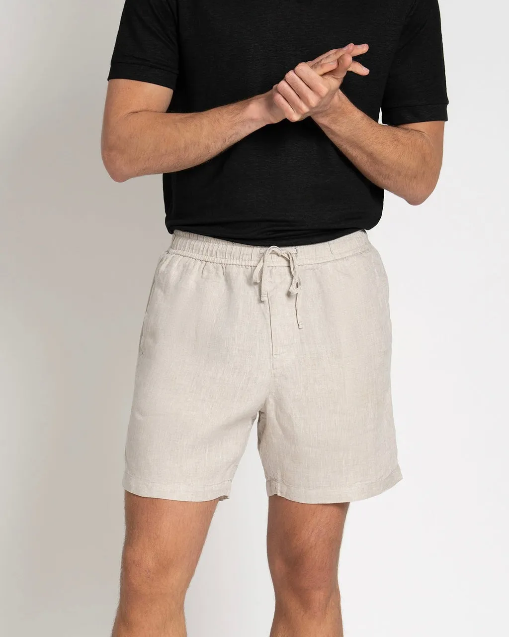 Linen Drawstring Shorts Oatmeal