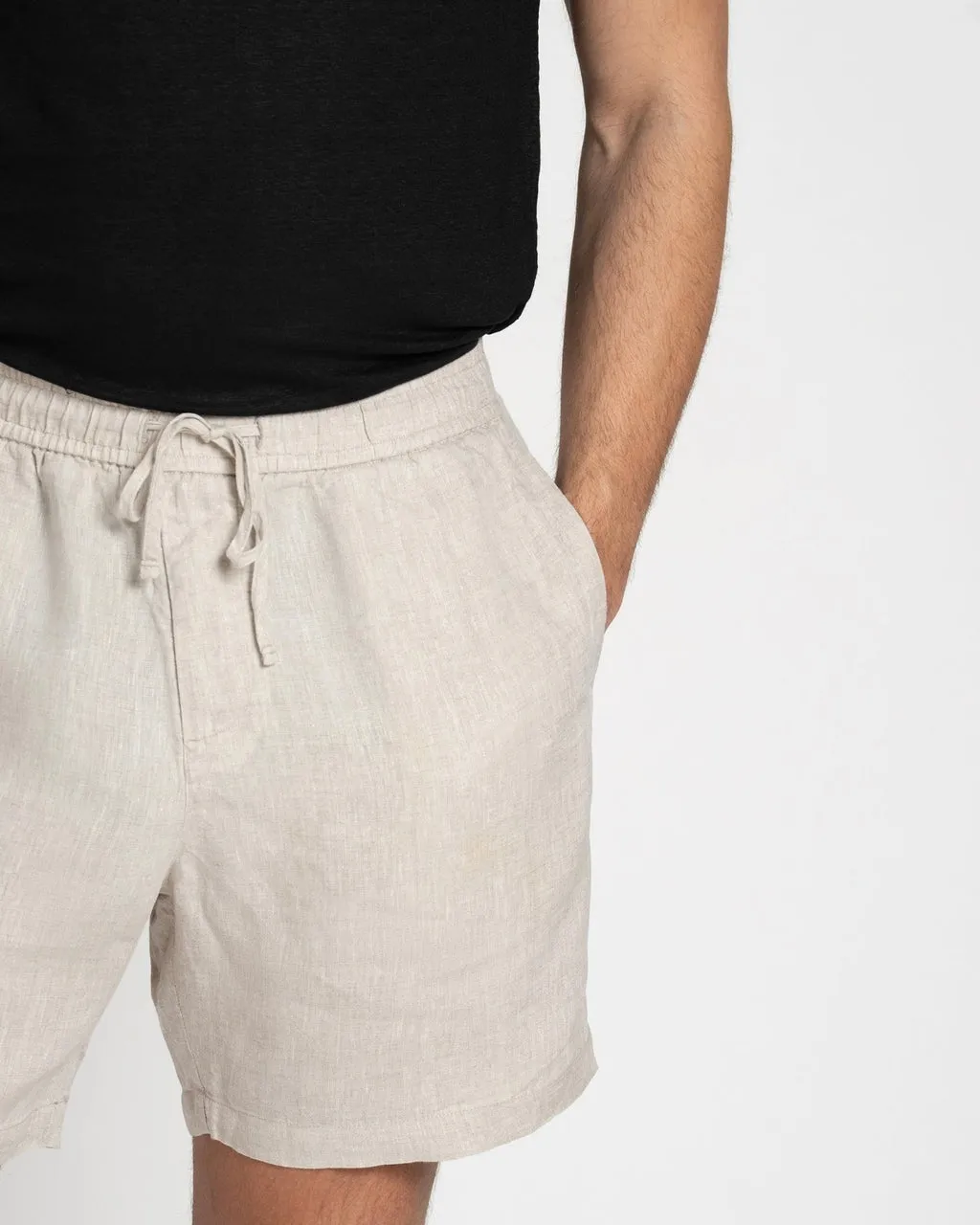 Linen Drawstring Shorts Oatmeal