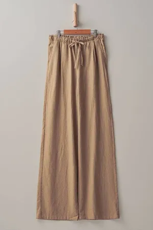 Linen Drawstring Waist Pants