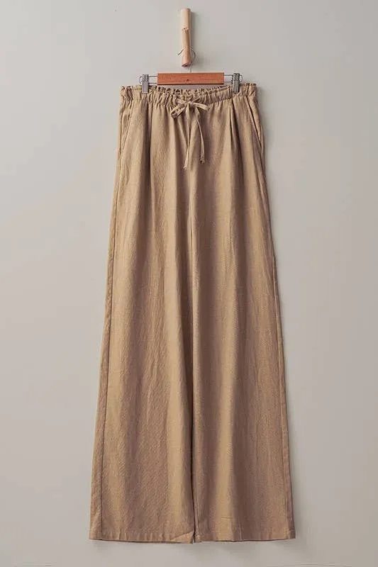 Linen Drawstring Waist Pants