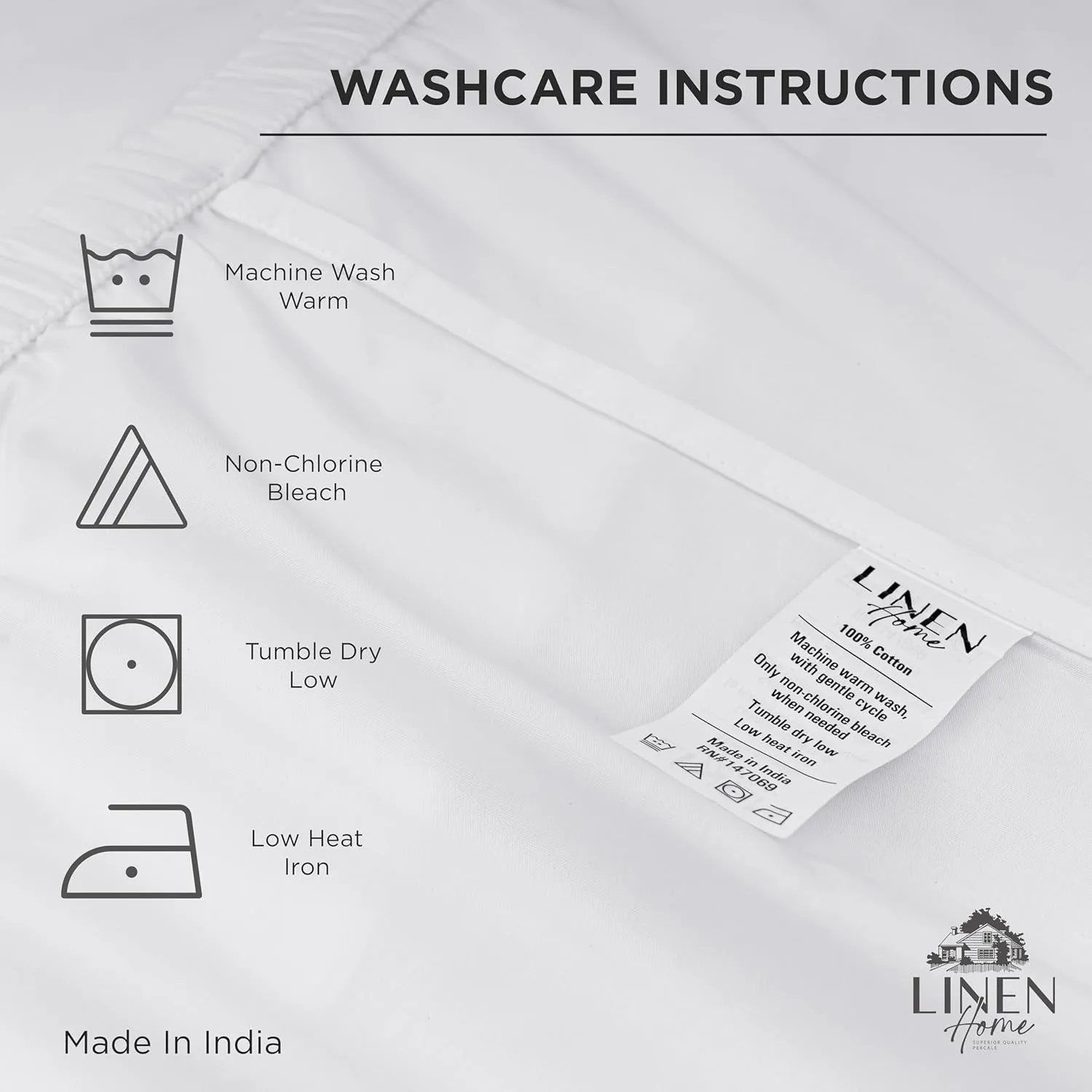 Linen Home 100% Cotton Percale Weave Fitted Sheet, King Size, Dove Grey, 1 Deep Pocket Fitted Sheet, Fits Mattress Upto 16" Crisp and Cool Strong Bed Linen, 78"X80" 15"