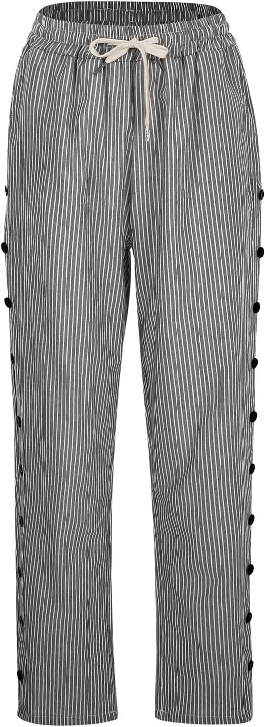 Linen Pants for Women 2025 Plus Size Summer Fashion Casual Pants Comfy Drawstring Elastic Waist Boho Beach Trouser