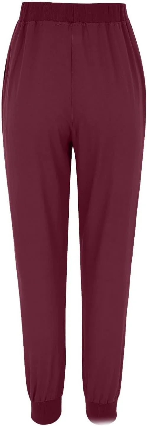 Linen Pants for Women Summer Casual Tapered Leg Pants Lightweight Drawstring Elastic Waist Pant Running Joggers Trousers