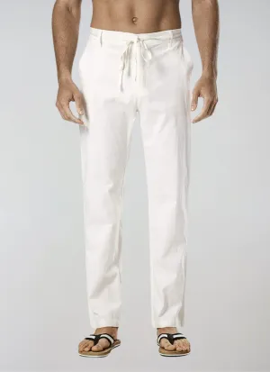 Linen Pants with Drawstring White