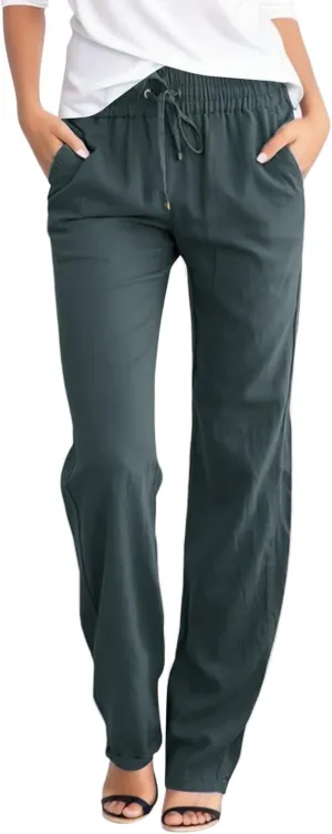 Linen Pants Women Loose Fit Cotton Pants Lightweight Summer Pants Loose Trousers Pants Casual High Waist Pants