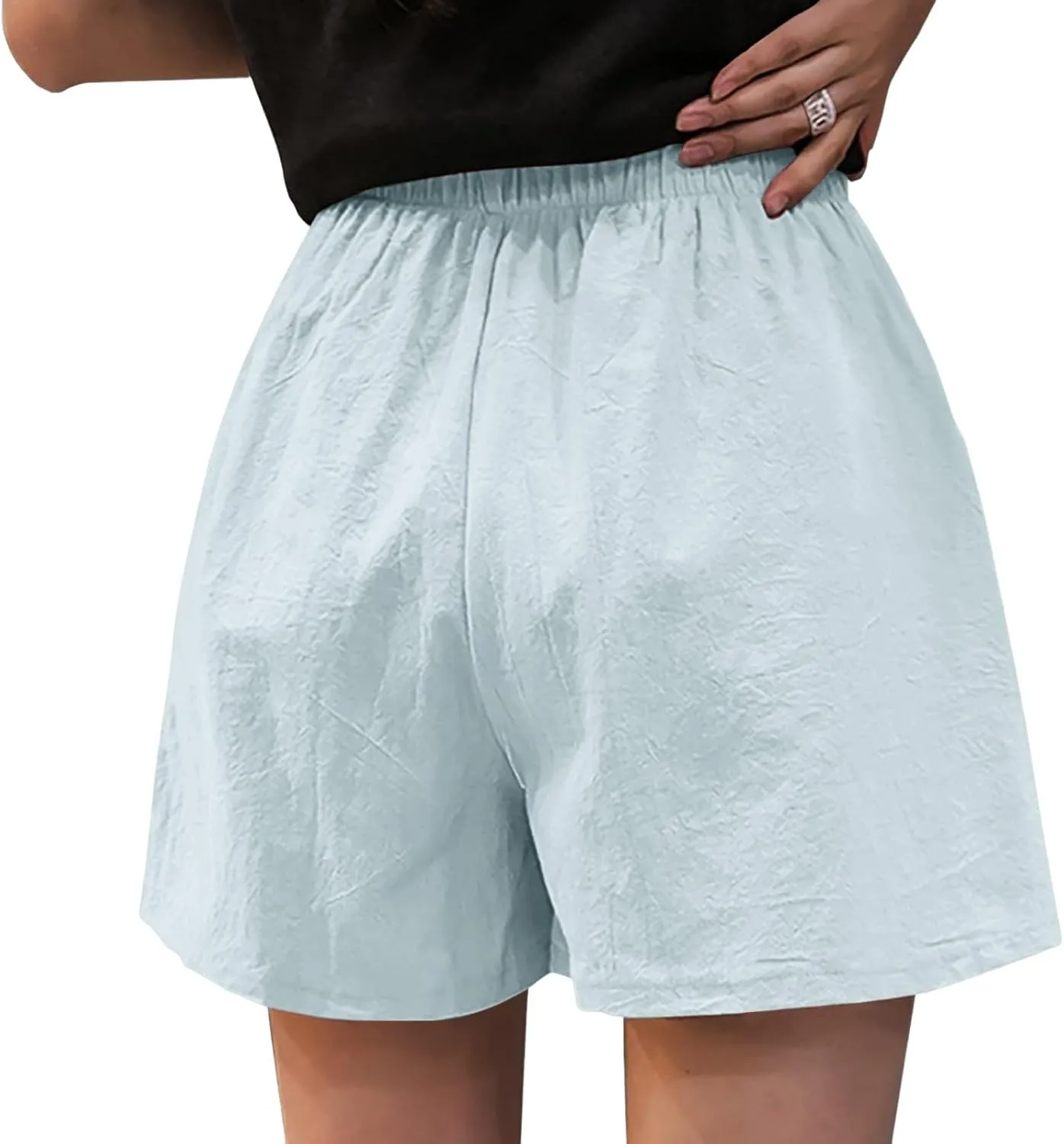 Linen Shorts for Women Dressy High Waisted Lightweight Lounge Shorts Summer Casual Beach Vacation Outfit with Pocket