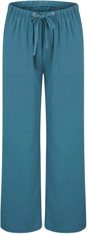 Linen Summer Pants Women Casual Elastic High Waisted Wide Leg Loose Comfy Trousers with Pockets Linen Clothing