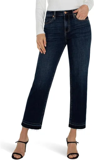 Liverpool Women's Petite Liv Non-Skinny Sknny with Let Down Hem Mid Rise Crosshatch Denim