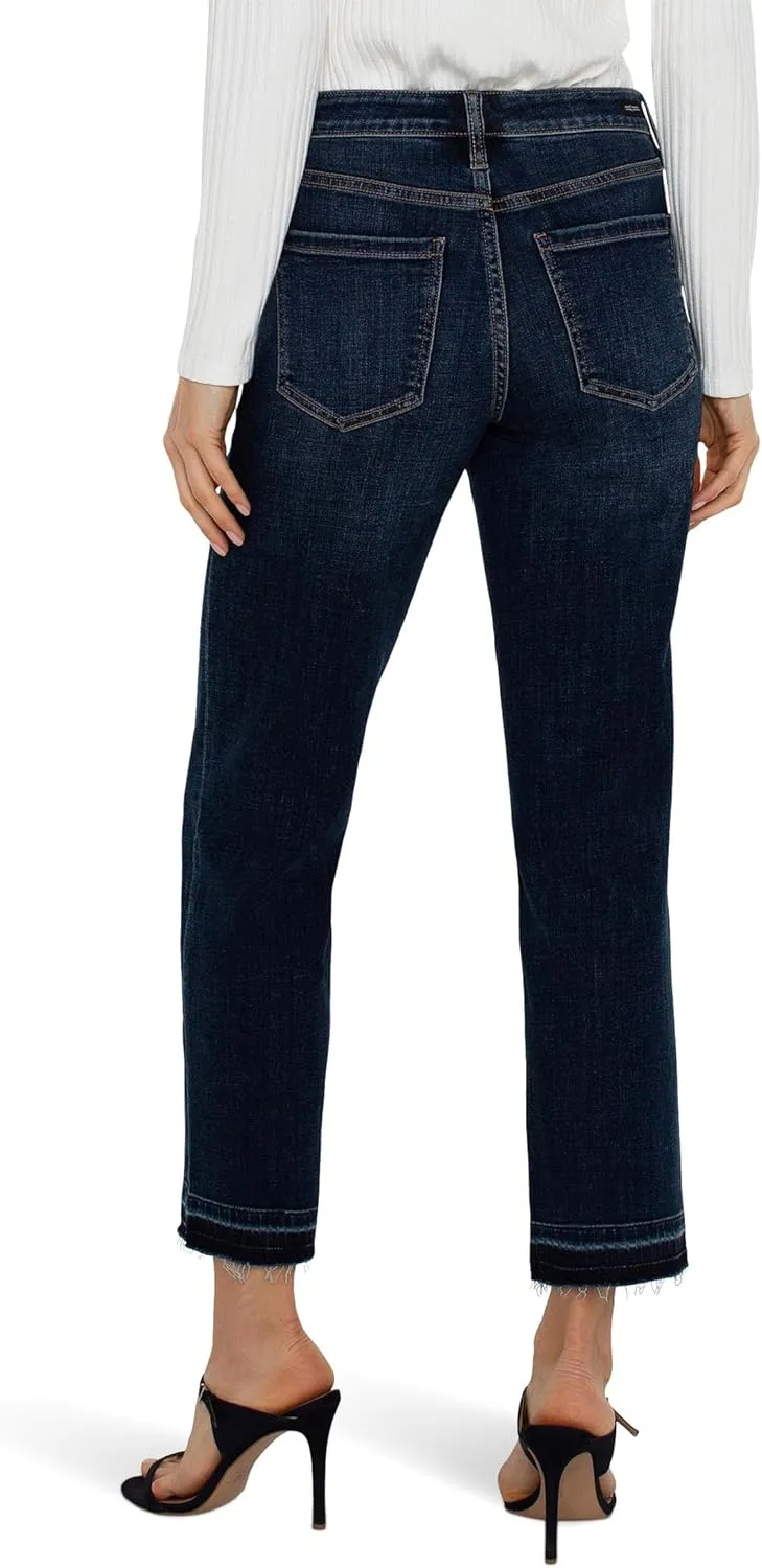 Liverpool Women's Petite Liv Non-Skinny Sknny with Let Down Hem Mid Rise Crosshatch Denim