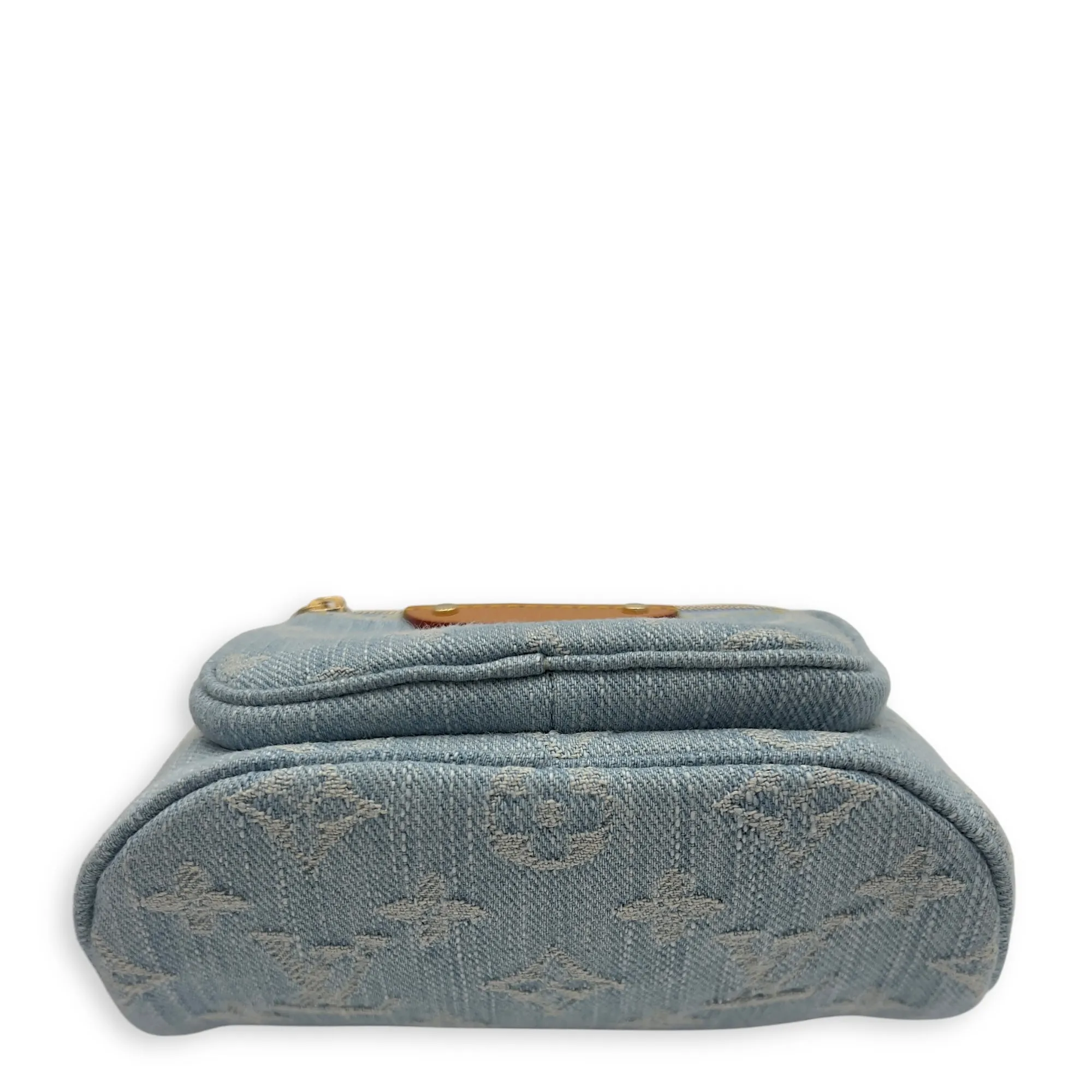 Logo Belt Bag Blue in Denim, Gold hardware
