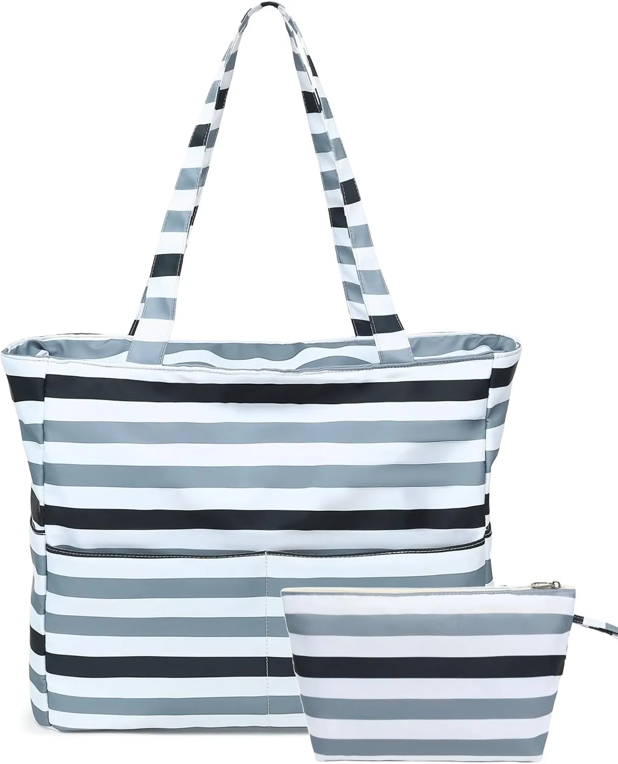 LOIDOU Large Tote Beach Bag Waterproof Sandproof Beach Pool bag with Zipper & Wet Pockets Shoulder Bag Travel Teacher Grocery