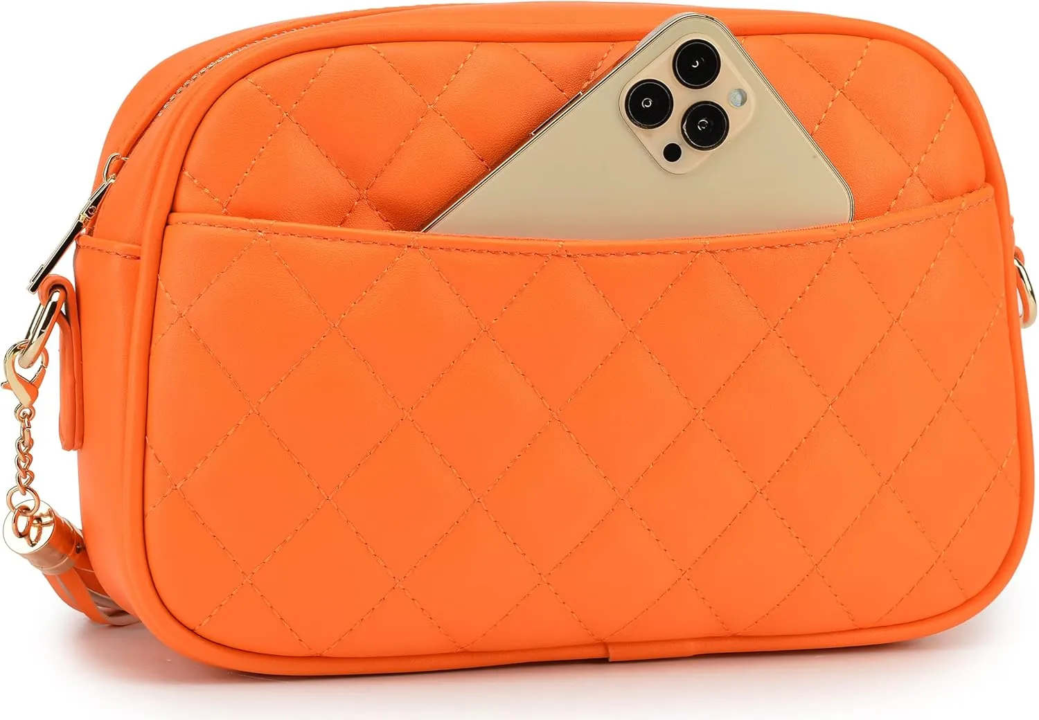 lola mae Quilted Crossbody Bag, Medium Lightweight Shoulder Purse Top Zipper Tassel Accent