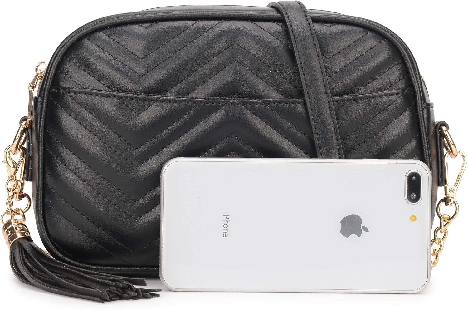 lola mae Quilted Crossbody Bag, Medium Lightweight Shoulder Purse Top Zipper Tassel Accent