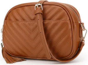 lola mae Quilted Crossbody Bag, Medium Lightweight Shoulder Purse Top Zipper Tassel Accent
