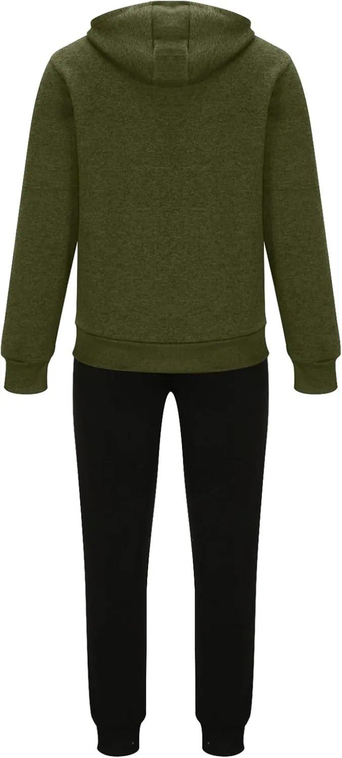 Long Sleeve 2 Piece Sets for Men Athletic Hinking Sets Hooded Sweatshirt Coats and Pants Plus Size Jogging Outfits