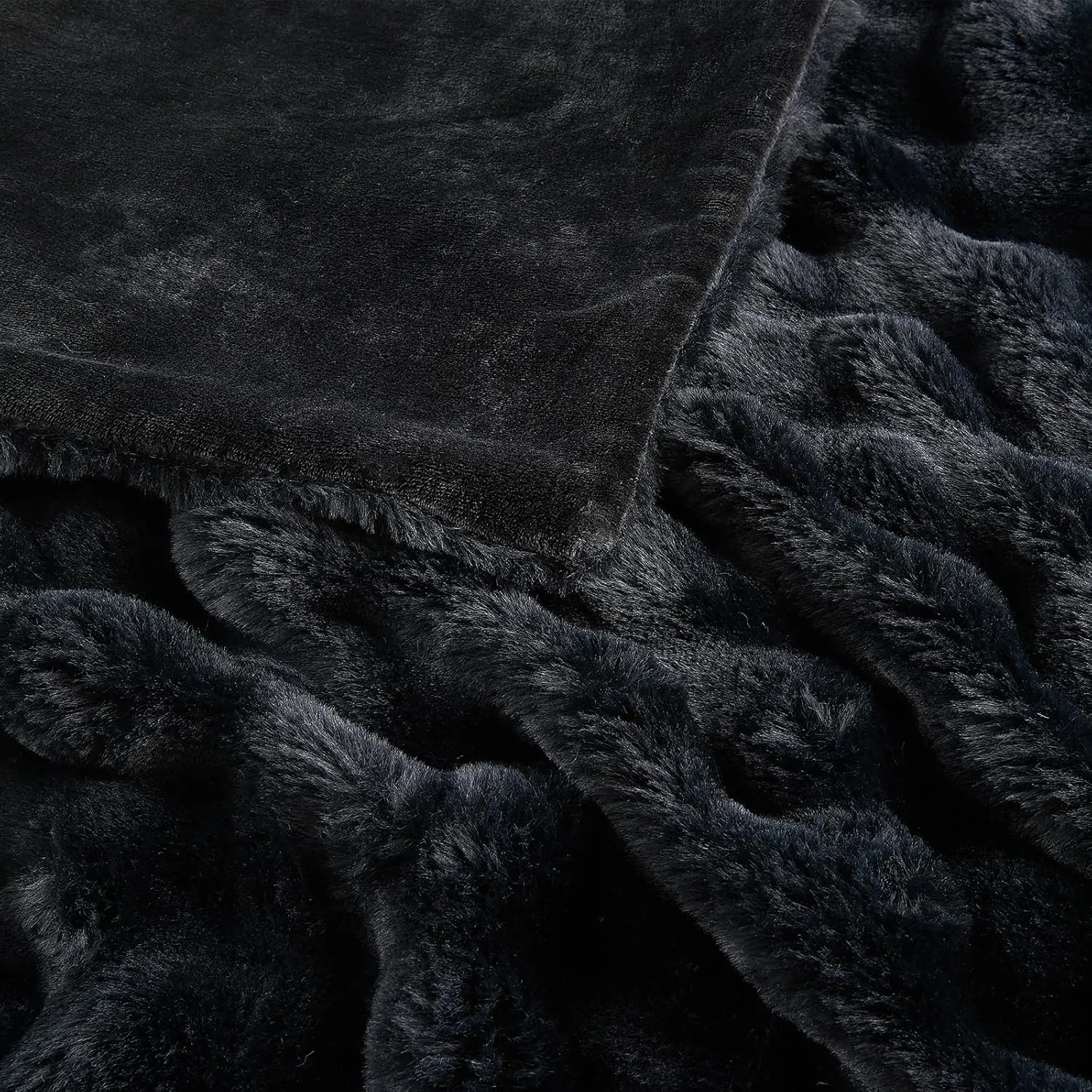 Lotus Karen Queen Size Faux Fur Blanket - Big Bubble Rabbit Fluff, 90x90 Inches