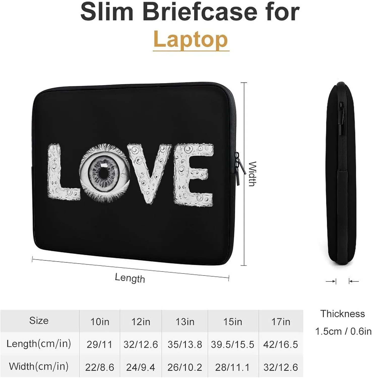 Love Horror Eyeballs Casual Laptop Bag Sleeve Cover Computer Carrying Case for Office Travel 15inch