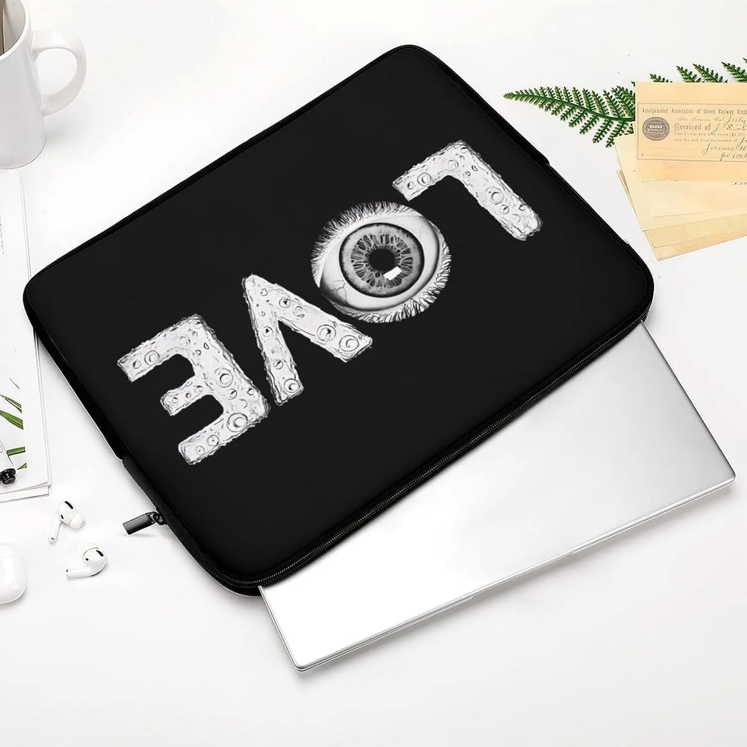 Love Horror Eyeballs Casual Laptop Bag Sleeve Cover Computer Carrying Case for Office Travel 15inch