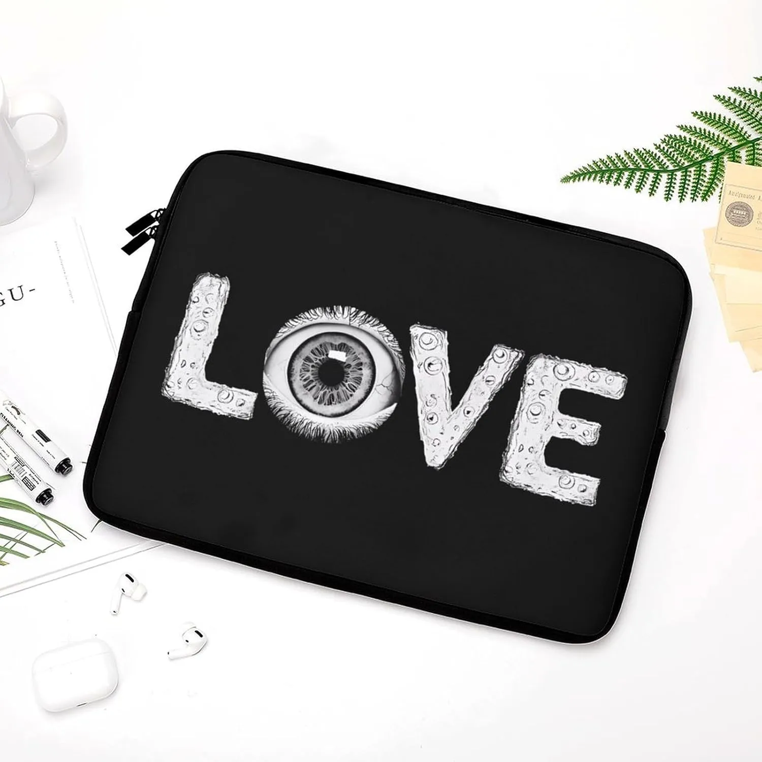Love Horror Eyeballs Casual Laptop Bag Sleeve Cover Computer Carrying Case for Office Travel 15inch